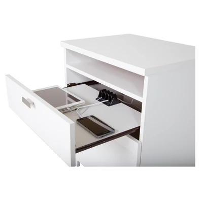 Reevo Nightstand With Drawers And Cord Catcher Pure White - South Shore 3 Reevo Nightstand With Drawers And Cord Catcher Pure White - South Shore - Image 3