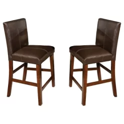 Set Of 2 24" Kona Parsons Counter Height Barstools With Faux Leather Seat Dark Raisin Finish - Intercon