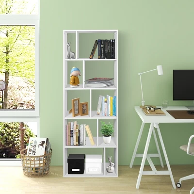 Costway 5-tier Wood Bookcase 66'' Tall Open Storage Shelf Display Rack W/10 Compartments 9 Costway 5-tier Wood Bookcase 66'' Tall Open Storage Shelf Display Rack W/10 Compartments - Image 9