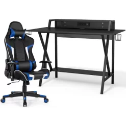 Tangkula Gaming Desk& Massage Gaming Chair Set Gamer Workstation With Headphone Hook -Online Furniture Store GUEST d18c2c64 faff 412d a936 786b53c75df5