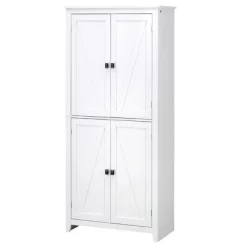 HOMCOM 72" Freestanding 4-Door Kitchen Pantry, Storage Cabinet Organizer With 4-Tiers, And Adjustable Shelves, White -Online Furniture Store GUEST d194ee37 0b84 4722 97cd 31759e20c912