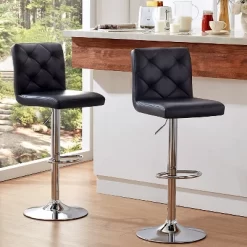 Hywela Bar Stools, Modern PU Leather Adjustable Swivel Barstools, Armless Kitchen Island Counter Bar Stools With Bigger Base, Set Of 2,Comfy- The Pop Home -Online Furniture Store GUEST d19cc4c1 e5da 4a15 9e6c 850b303d84cb