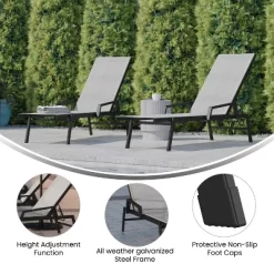 Flash Furniture Brazos Set Of 2 Adjustable Chaise Lounge Chairs With Arms, All-Weather Outdoor Five-Position Recliners -Online Furniture Store GUEST d278d3f3 c7b6 483c a21f 602a073f4f7d