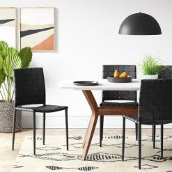 Wellfleet Woven Leather Metal Base Dining Chair - Threshold™