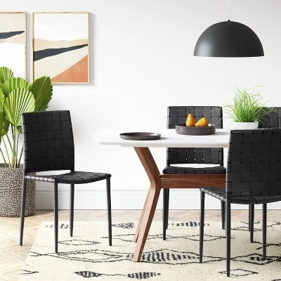 Wellfleet Woven Leather Metal Base Dining Chair - Threshold™ 1 Wellfleet Woven Leather Metal Base Dining Chair - Threshold™