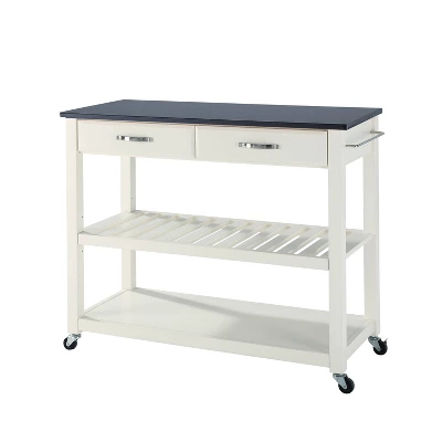 Granite Top Kitchen Prep Cart White/Black - Crosley 3 Granite Top Kitchen Prep Cart White/Black - Crosley - Image 3