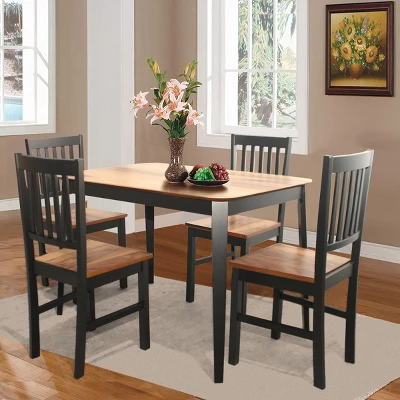 Costway 5PCS Mid Century Modern Black 29.5'' Dining Table Set 4 Chairs W/Wood Legs Kitchen Furniture 2 Costway 5PCS Mid Century Modern Black 29.5'' Dining Table Set 4 Chairs W/Wood Legs Kitchen Furniture - Image 2