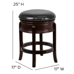 Merrick Lane Clara Backless Wooden Counter Stool With Faux Leather 360 Degree Swivel Seat -Online Furniture Store GUEST d375667f bf3a 44f1 909c 305c4769c398