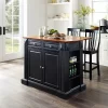 Coventry Drop Leaf Top Kitchen Island With School House Stools Black - Crosley