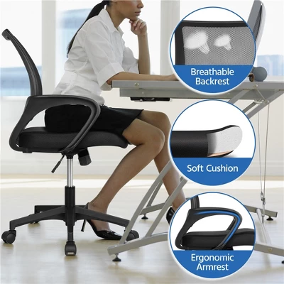 Yaheetech Mid-back Mesh Office Chair, Pack Of 2, Black 3 Yaheetech Mid-back Mesh Office Chair, Pack Of 2, Black - Image 3