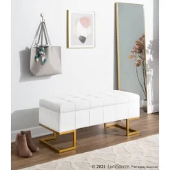 41" Midas Glam Storage Bench Steel/Velvet Gold/White - LumiSource -Online Furniture Store GUEST d46928aa d220 4287 bc24 603f57ba9dd9
