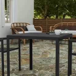 Merrick Lane All-Weather Indoor/Outdoor Square Patio Dining Table For 4 With Steel Frame And Poly Resin Slatted Top - Black -Online Furniture Store GUEST d5a361ff 5c0f 434f 9a4a 27a4158c7f6b