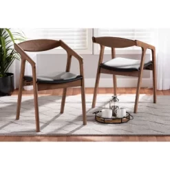 2pc Harland Faux Leather Upholstered And Wood Dining Chair Set - Baxton Studio 15 2pc Harland Faux Leather Upholstered And Wood Dining Chair Set - Baxton Studio -Online Furniture Store GUEST d5cba141 7d09 4568 add9 a4b654383c05