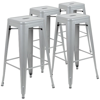 Emma And Oliver 4 Pack 30" High Metal Indoor Bar Stool - Stackable Stool 14 Emma And Oliver 4 Pack 30" High Metal Indoor Bar Stool - Stackable Stool - Image 14