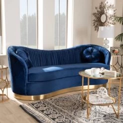 Nevena Velvet Sofa Blue - Baxton Studio -Online Furniture Store GUEST d61e2cbb 67ea 4cdd 8d27 52b4376fec3d
