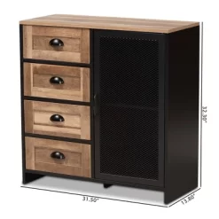 Connell Two-Tone Wood And Metal Sideboard Buffet Natural Brown/Black - Baxton Studio -Online Furniture Store GUEST d6966497 f5fd 4bcd a24b 1587548d0b61