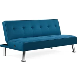 Yaheetech Modern Fabric Convertible Futon Sofa Bed With USB Ports -Online Furniture Store GUEST d70b4c77 487d 4d93 96fc 169dda4637db