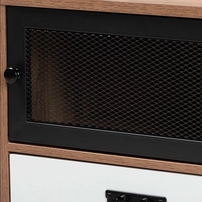 Hubbard Two-Tone Wood And Metal 1 Drawer Nightstand Natural Brown/Black/White - Baxton Studio 4 Hubbard Two-Tone Wood And Metal 1 Drawer Nightstand Natural Brown/Black/White - Baxton Studio - Image 4