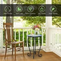 Costway Mosaic Side Table Accent Table Round Balcony Bistro End Table OrangeBlueNavy 15 Costway Mosaic Side Table Accent Table Round Balcony Bistro End Table OrangeBlueNavy -Online Furniture Store GUEST d959b690 39bf 47e7 9e65 bcfa5bdf1341