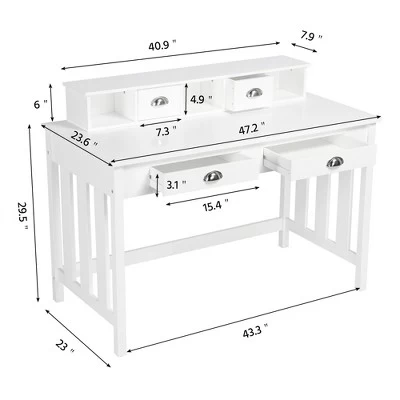 Yaheetech Modern Computer Desk Work Station With Removable Floating Organizer White 2 Yaheetech Modern Computer Desk Work Station With Removable Floating Organizer White - Image 2