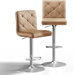 Hywela Bar Stools, Modern PU Leather Adjustable Swivel Barstools, Armless Kitchen Island Counter Bar Stools With Bigger Base, Set Of 2,Comfy- The Pop Home -Online Furniture Store GUEST d9a61fa2 c233 48c6 b5c5 bf774d038c11