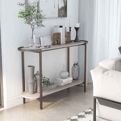 Millerton Lower Shelf Sofa Table Light Gray/Brushed Metal - MiBasics 4 Millerton Lower Shelf Sofa Table Light Gray/Brushed Metal - MiBasics - Image 4