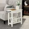 Tangkula 2 PCS Side Table End Table Nightstand W/ Bottom Storage Shelf & Rubber Wood Legs