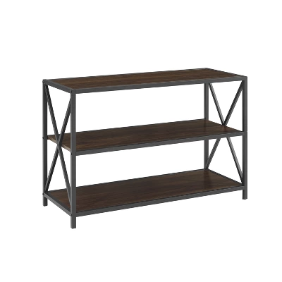 25.62" X Frame Metal And Wood Media Bookshelf - Saracina Home 11 25.62" X Frame Metal And Wood Media Bookshelf - Saracina Home - Image 11