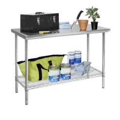 Commercial Grade Nsf Stainless Steel Top Work Table Chrome - Seville Classics -Online Furniture Store GUEST da918de5 7d26 43ae 970a 6acbe39b5944