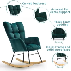 Epping Nursery Rocking Chair,Velvet Upholstered Glider Rocker Rocking Accent Chair,Wingback Rocking Chairs-Maison Boucle -Online Furniture Store GUEST daa90273 12eb 424b 88da 4c74f1ff9033