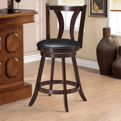 Costway Set Of 4 Swivel Bar Stool 24'' Counter Height Leather Padded Dining Kitchen Chair 3 Costway Set Of 4 Swivel Bar Stool 24'' Counter Height Leather Padded Dining Kitchen Chair - Image 3