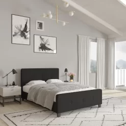 Merrick Lane Platform Bed Contemporary Tufted Upholstered Platform Bed With Footboard -Online Furniture Store GUEST dbed14e6 28a8 42cd a5e2 768e43e8c305