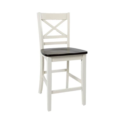 4pc Set With X Back Counter Height Barstools Brown/White - Benzara 3 4pc Set With X Back Counter Height Barstools Brown/White - Benzara - Image 3