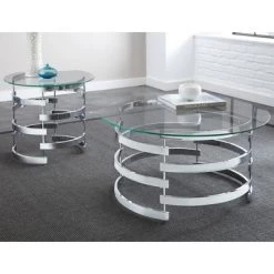 Tayside End Table Glass And Chrome - Steve Silver