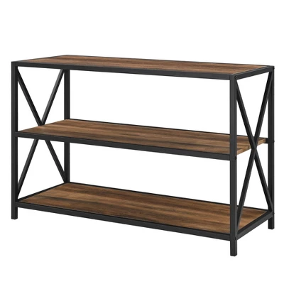 25.62" X Frame Metal And Wood Media Bookshelf - Saracina Home 10 25.62" X Frame Metal And Wood Media Bookshelf - Saracina Home - Image 10