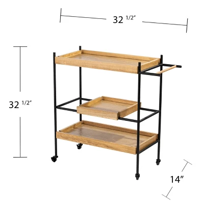 Jengarn Rolling Bar Cart Natural/Black - Aiden Lane 10 Jengarn Rolling Bar Cart Natural/Black - Aiden Lane - Image 10