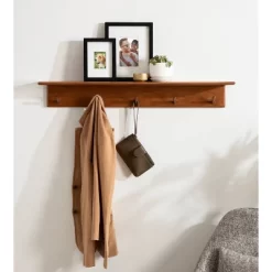 36" X 5" Alta Wood Shelf With 5 Posts Walnut Brown - Kate & Laurel All Things Decor -Online Furniture Store GUEST e0fcfb4b ba12 4862 873b a131e7f5218f