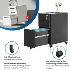 Mount-It! Mobile File Pedestal Cabinet With 3 Drawers & Lock | Slim Design Under Desk Storage & Organizer For Files, Folders & Office Supplies | Black 14 Mount-It! Mobile File Pedestal Cabinet With 3 Drawers & Lock | Slim Design Under Desk Storage & Organizer For Files, Folders & Office Supplies | Black -Online Furniture Store GUEST e2787cc5 abc1 4cf3 89ef 10dd8c2795d4