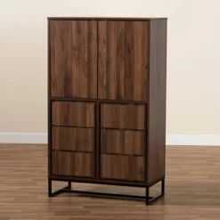 Neil Wood And Metal Storage Cabinet Brown/Black - Baxton Studio -Online Furniture Store GUEST e28eef7d 2f5f 40bb 9666 9fac71cf1c85