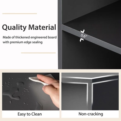 Costway 4-Tier Bookcase 48'' Display Bookshelf Storage Organizer With Shelves & Drawer Grey/White/Natural 8 Costway 4-Tier Bookcase 48'' Display Bookshelf Storage Organizer With Shelves & Drawer Grey/White/Natural - Image 8