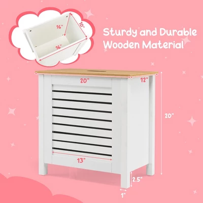 Costway Wooden Toy Storage Organizer Kids Toy Chest W/Lid For Kindergarten Bedroom White 9 Costway Wooden Toy Storage Organizer Kids Toy Chest W/Lid For Kindergarten Bedroom White - Image 9