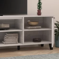 Merrick Lane Gray Finished 70" Mid-Century Modern TV Stand With Adjustable Open Shelves And Two Doors For TV's Up To 60" -Online Furniture Store GUEST e3d780b9 a3c5 49e9 b347 edc0cabe5d42