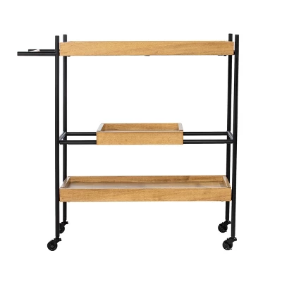 Jengarn Rolling Bar Cart Natural/Black - Aiden Lane 4 Jengarn Rolling Bar Cart Natural/Black - Aiden Lane - Image 4