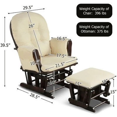 Costway Glider And Ottoman Cushion Set Wood Baby Nursery Rocking Chair 1 Costway Glider And Ottoman Cushion Set Wood Baby Nursery Rocking Chair