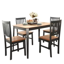 Costway 5PCS Mid Century Modern Black 29.5'' Dining Table Set 4 Chairs W/Wood Legs Kitchen Furniture 16 Costway 5PCS Mid Century Modern Black 29.5'' Dining Table Set 4 Chairs W/Wood Legs Kitchen Furniture -Online Furniture Store GUEST e4728ea0 b1cc 485d bc75 c9c7475373be