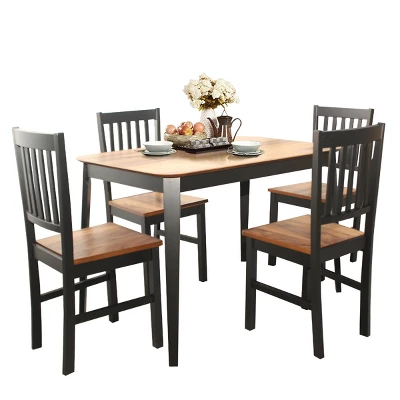 Costway 5PCS Mid Century Modern Black 29.5'' Dining Table Set 4 Chairs W/Wood Legs Kitchen Furniture 8 Costway 5PCS Mid Century Modern Black 29.5'' Dining Table Set 4 Chairs W/Wood Legs Kitchen Furniture - Image 8