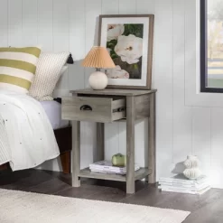 June Rustic Transitional Square Nightstand With Lower Shelf - Saracina Home -Online Furniture Store GUEST e4b89c7a 3f47 41ca 9e7c 3af237354be6