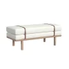 Upholstered Bench With Wood Base Cream Boucle - HomePop