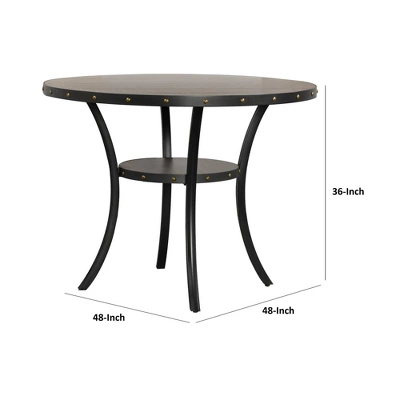48" Round Wooden Counter Height Table With Flared Legs Gray - Benzara 4 48" Round Wooden Counter Height Table With Flared Legs Gray - Benzara - Image 4