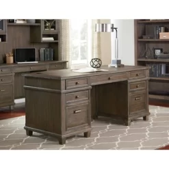 Carson Double Pedestal Desk Brown - Martin Furniture